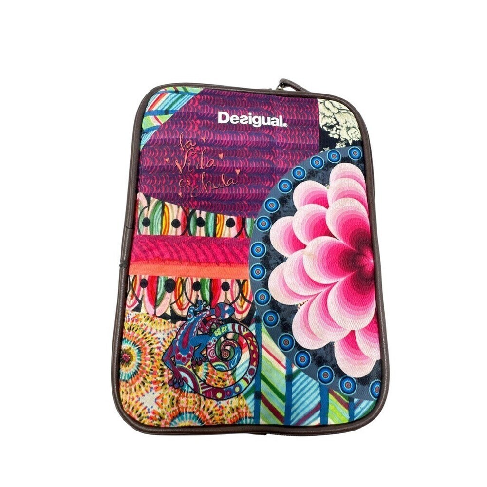 Desigual Boho Patchwork Floral Tablet IPad Case Sleeve La Vida Es Chula NEW